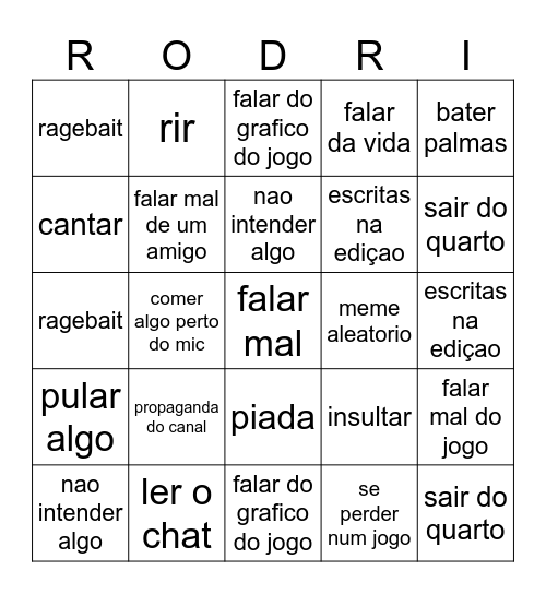 RODRIGONE BINGO Card