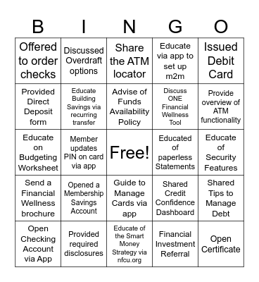 **Open, Share, and Educate** Bingo Card