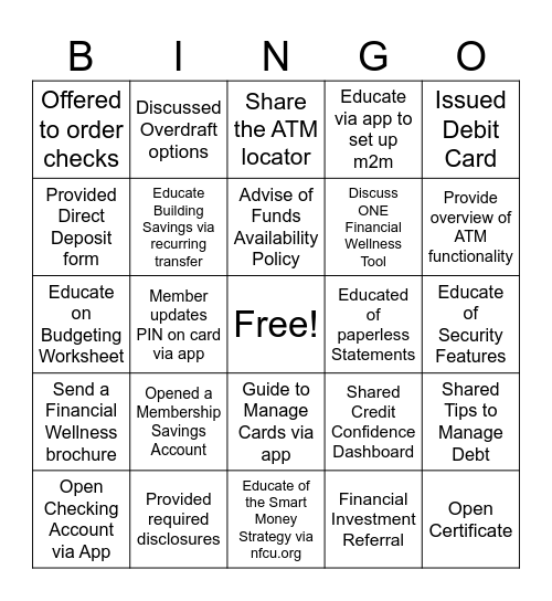 **Open, Share, and Educate** Bingo Card