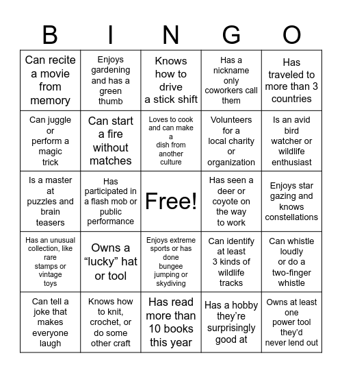 OCC Bingo Card