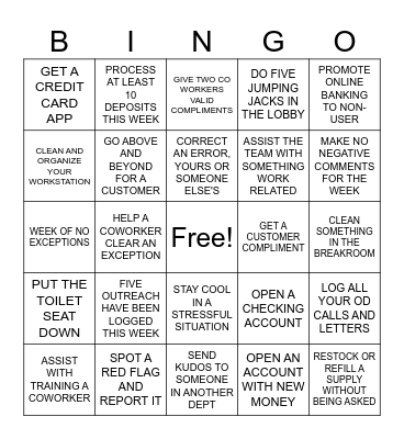 BANKER BINGO Card