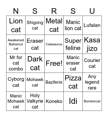 The Battle Cats Bingo Card