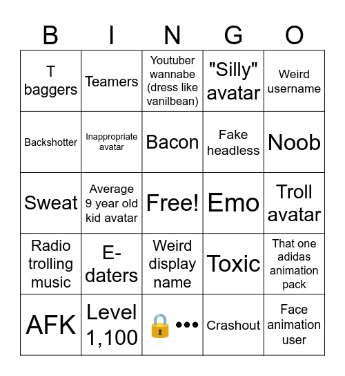 MM2 Bingo Card