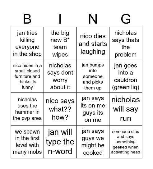 R.E.P.O BINGO Card
