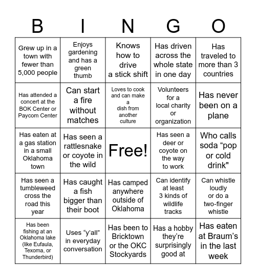 OCC Bingo 2 Bingo Card