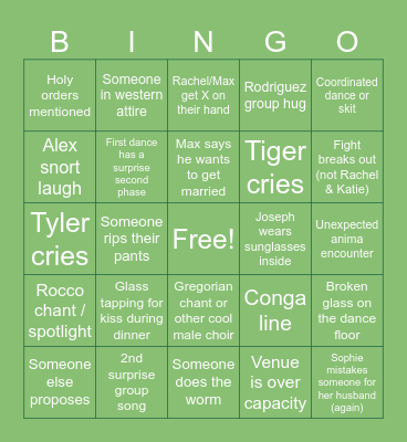 Wedding Zingo Bingo Card