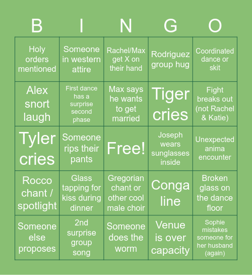 Wedding Zingo Bingo Card
