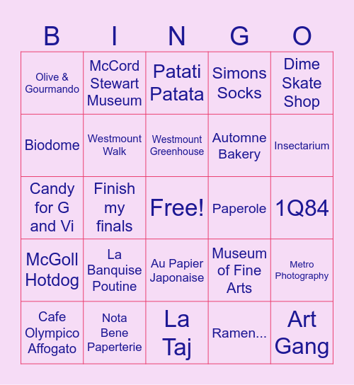 b Bingo Card
