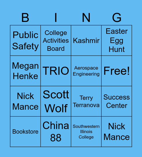 SWIC Bingo Card
