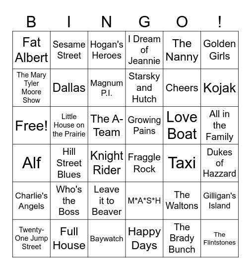 TV Show Intros (Oldies) Bingo Card