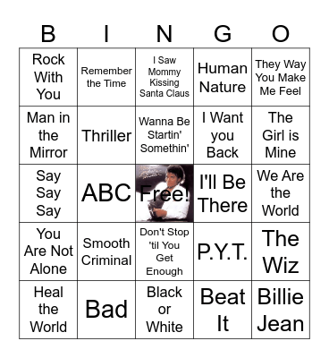 MICHAEL JACKSON Bingo Card