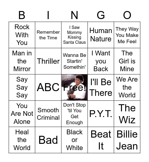 MICHAEL JACKSON Bingo Card