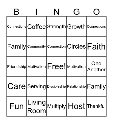 Life Group Bingo Card