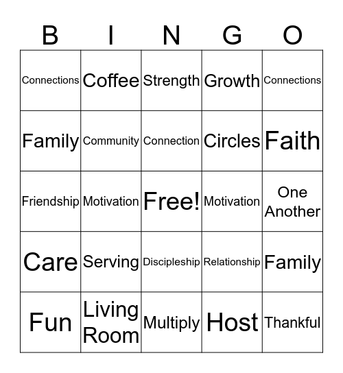 Life Group Bingo Card