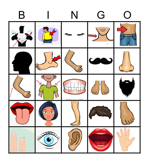 Les parties du corps (body parts) Bingo Card