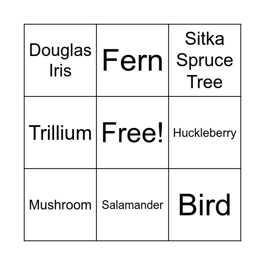 Forest Bingo Card