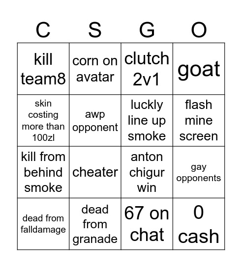 cs bingo Card