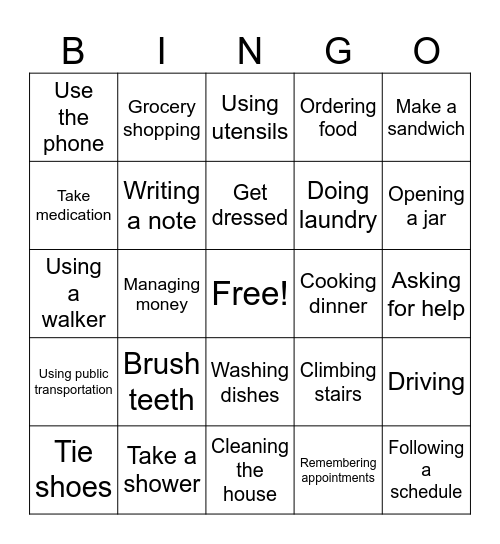 CHATS Bingo Card