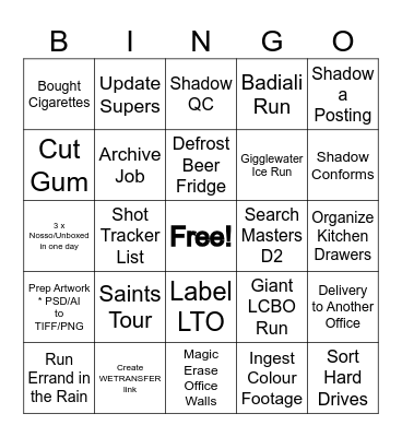 DARLING INTERN BINGO Card
