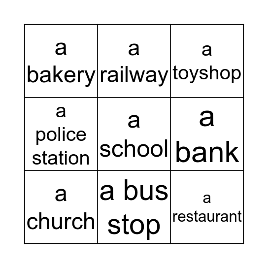 Buildings Bingo Card