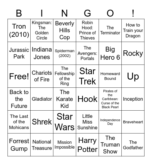 Movie Scores Bingo Card