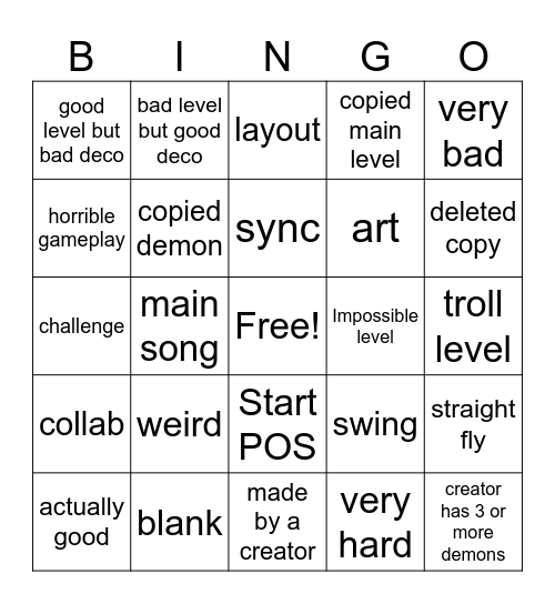 gd recent tab Bingo Card