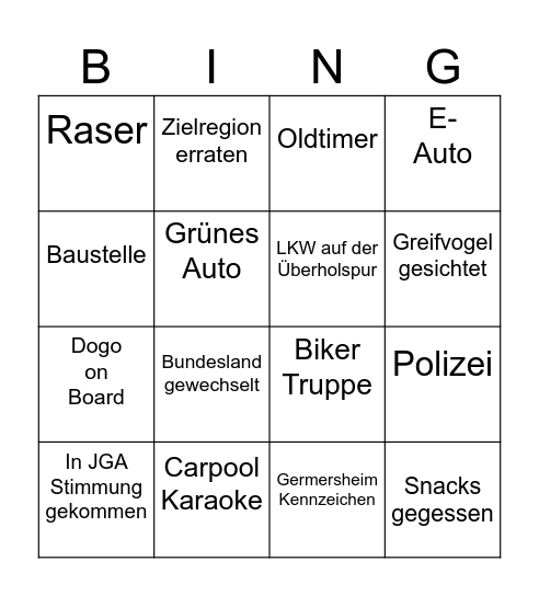 Autobahnbingo Card