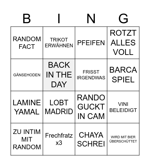 Visca Barca Bingo Card