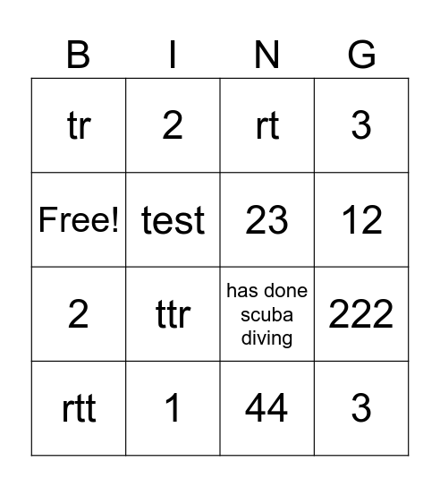 Untitled Bingo Card