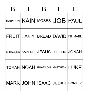BIBLE BINGO Card