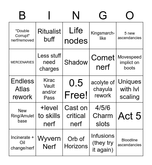 0.5 Bingo Card