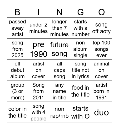 Untitled Bingo Card