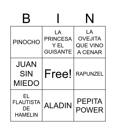 BINGO CEIP EJIDO Bingo Card