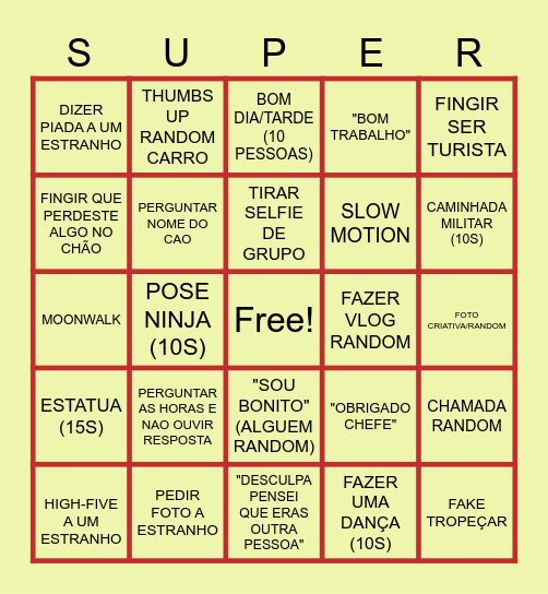 SUPREME QUEST Bingo Card