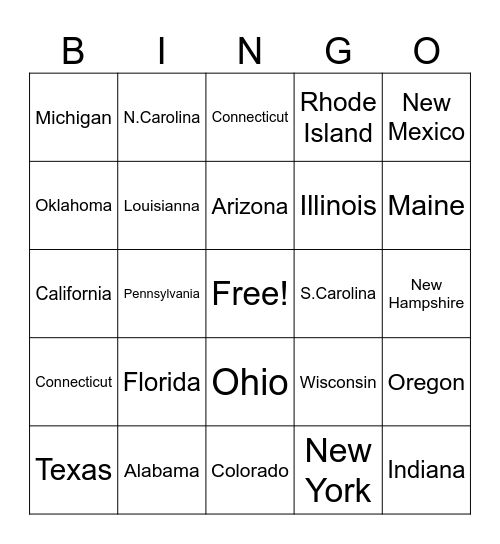 State Bingo Card