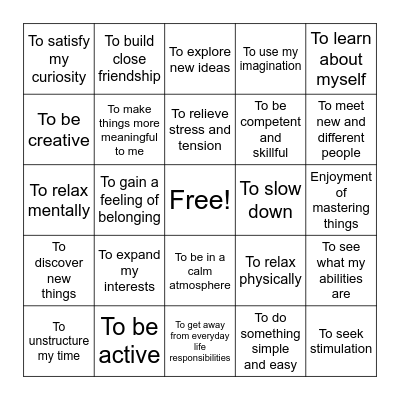 Benefits Bingo! Bingo Card