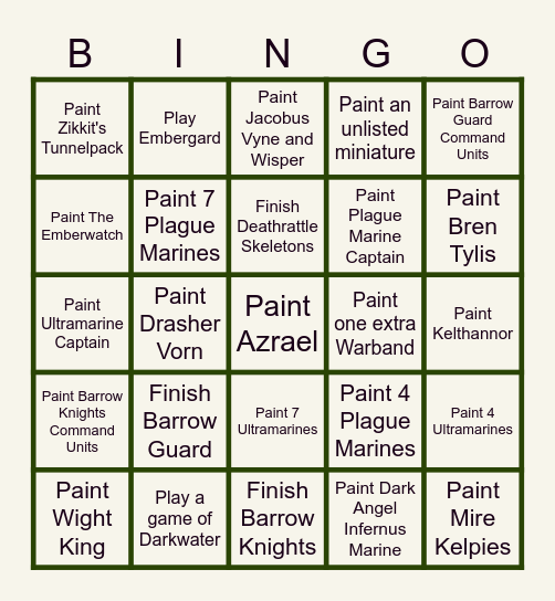 Warhammer Spring Bingo Card
