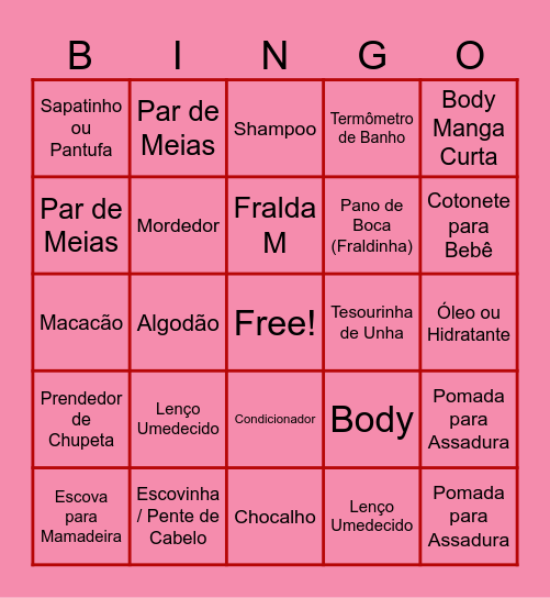 CHÁ DE FRALDA DA ANINHA Bingo Card