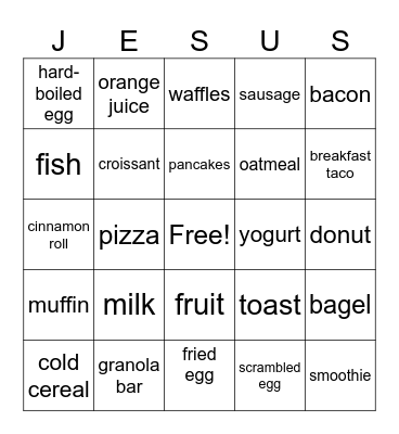 Breakfast Bingo Card