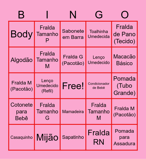 CHÁ DE FRALDA DA ANINHA Bingo Card
