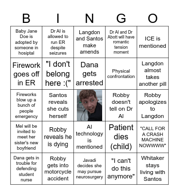 Pitt Season 2 Finale Bingo Card