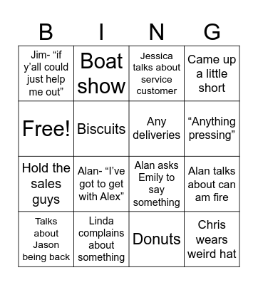Staff meeting bingo Card