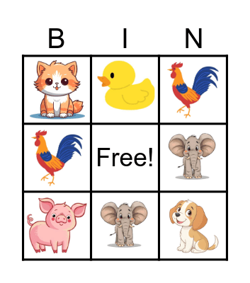 Animals Bingo Card