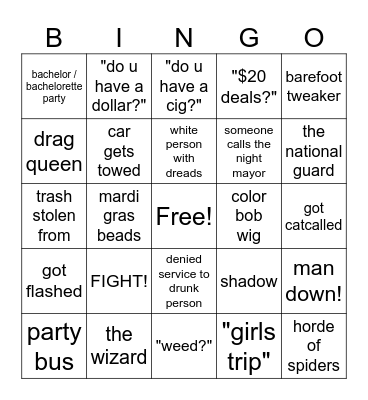 Frenchmen Bingo Card
