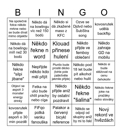 CSGD Sraz Brno Bingo Card