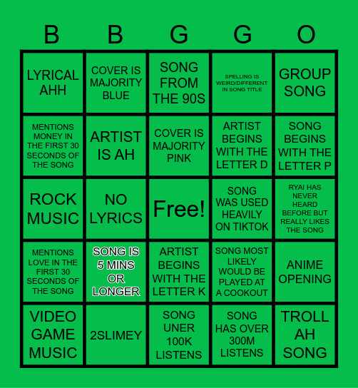Spotify blackout 2 Bingo Card