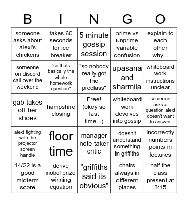 EM Theory Bingo Card