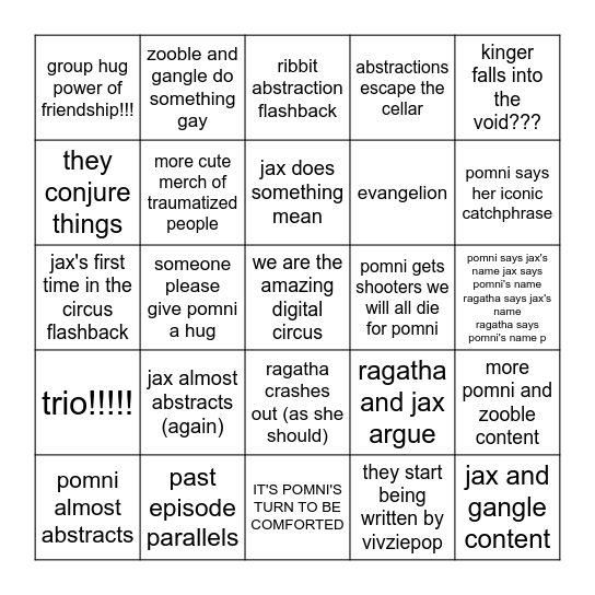 tadc ep 9 bingo Card