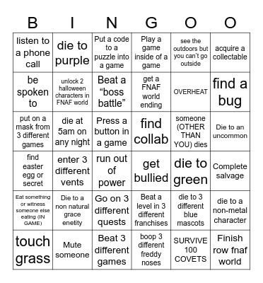 GET CHALLENGED Bingo Card
