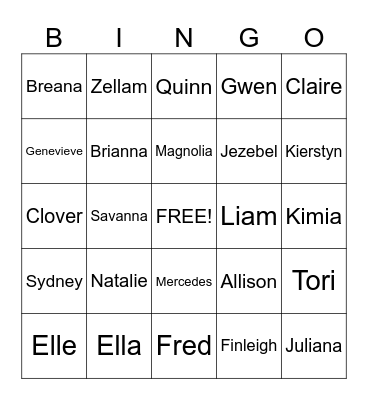 Friends Bingo Card